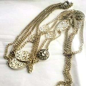 Necklace Women's Long  Silver-tone Modernist desig